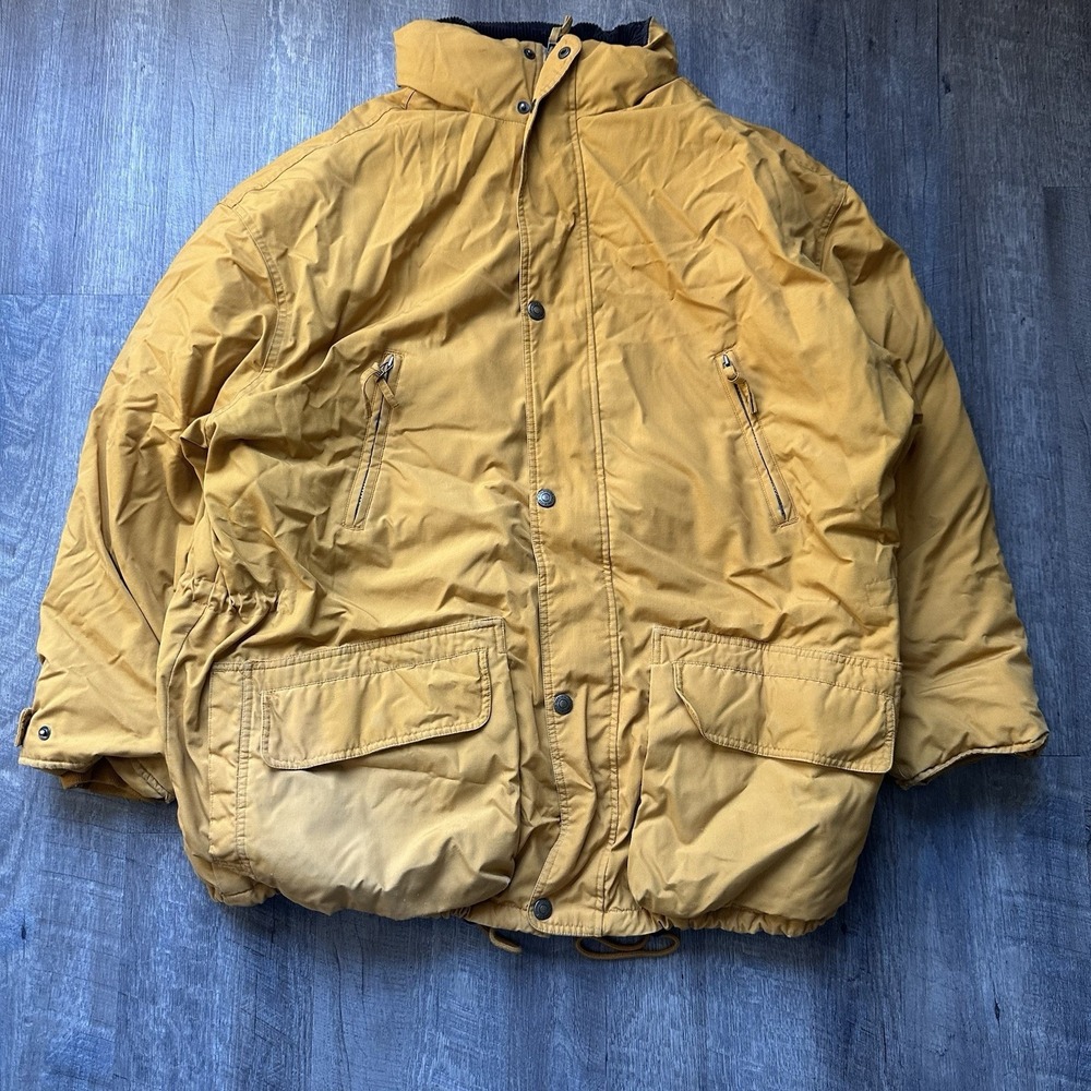 Vtg Eddie Bauer Jacket Mens XXL Yellow Lined Drawstring Windbreaker